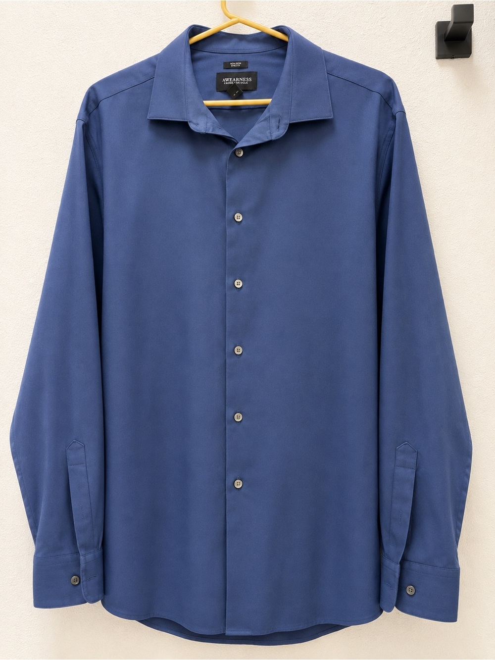 Kenneth Cole  Blue Awearness Non-Iron Slim Fit Dress Shirt Sz 18(36/37 Tall)